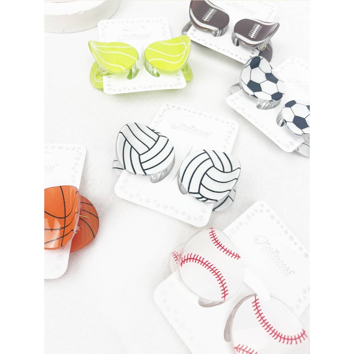 Sports Ball Theme Medium Size Claw Clips: MIX COLOR / ONE(12)