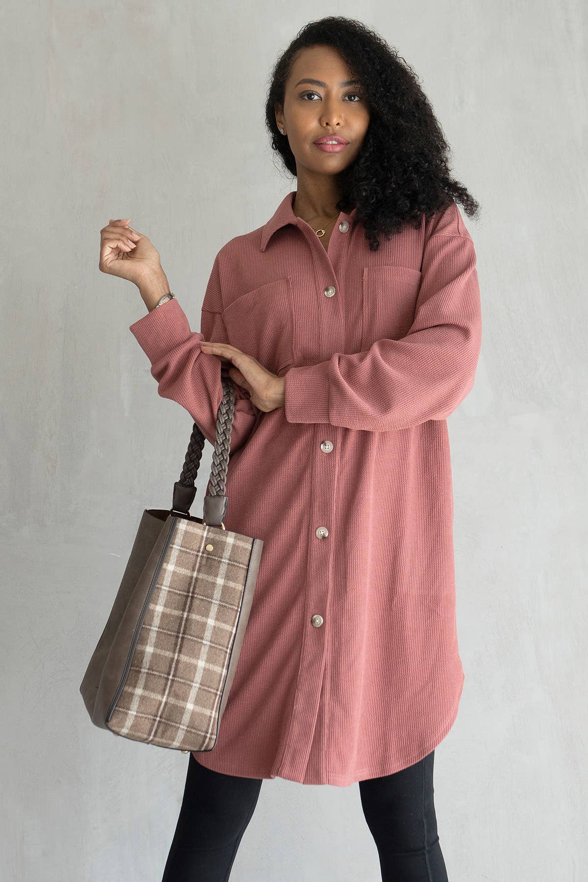 Edith Long Shacket with Pockets | Lt. Grey / S/M