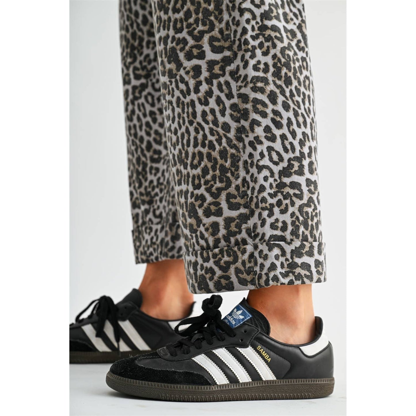 Mica HIGH-RISE WIDE LEG CROPPED CUFF LEOPARD