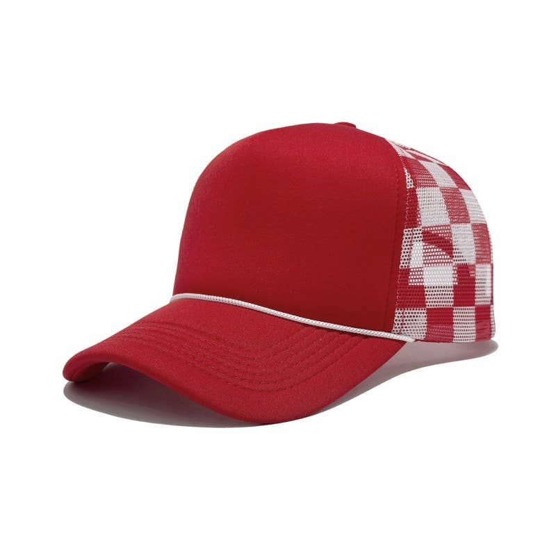 TRUCKER HAT CHECKER FOAM FRONT MESH BACK CAP