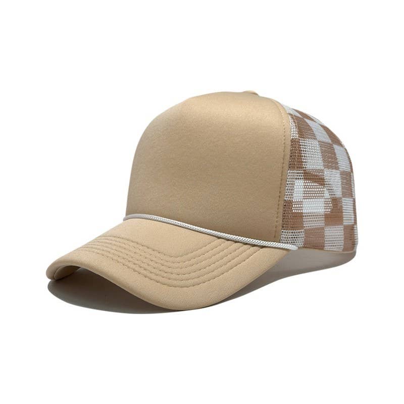 TRUCKER HAT CHECKER FOAM FRONT MESH BACK CAP