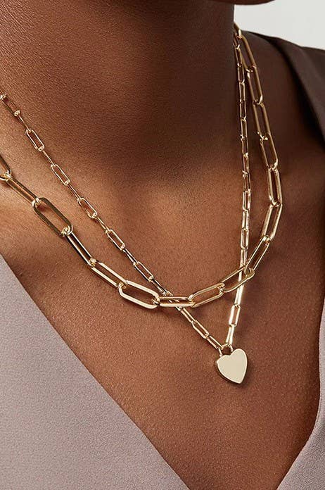 18K STAINLESS STEEL TARNISH FREE LAYERED NECKLACE/ Gold