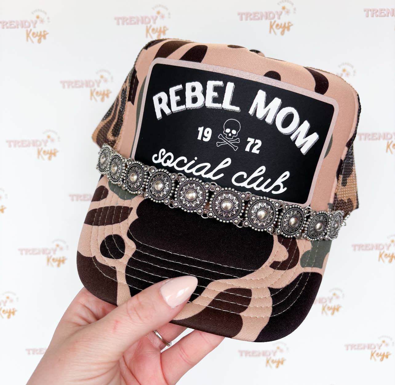 Rebel Mom Social Club Trucker Hat: With Chain