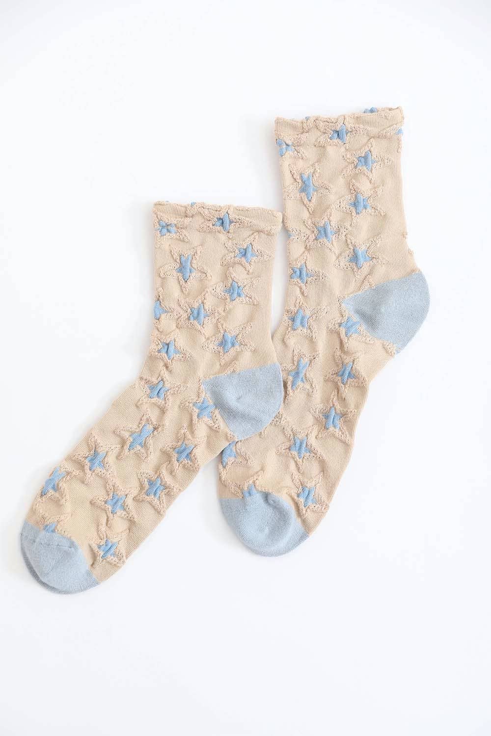 Eco-Friendly Jacquard Star Design Socks 🌟: Beige