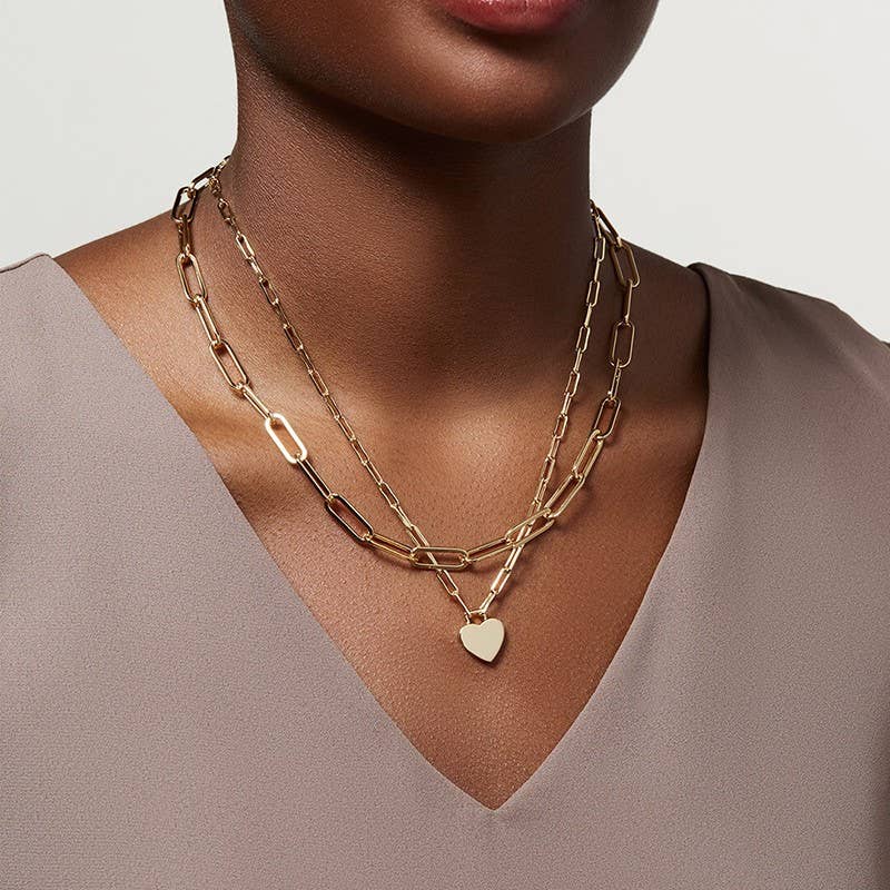 18K STAINLESS STEEL TARNISH FREE LAYERED NECKLACE/ Gold