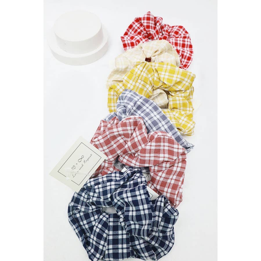 Fashion Plaid Scrunchie Set: MIX COLOR / ONE