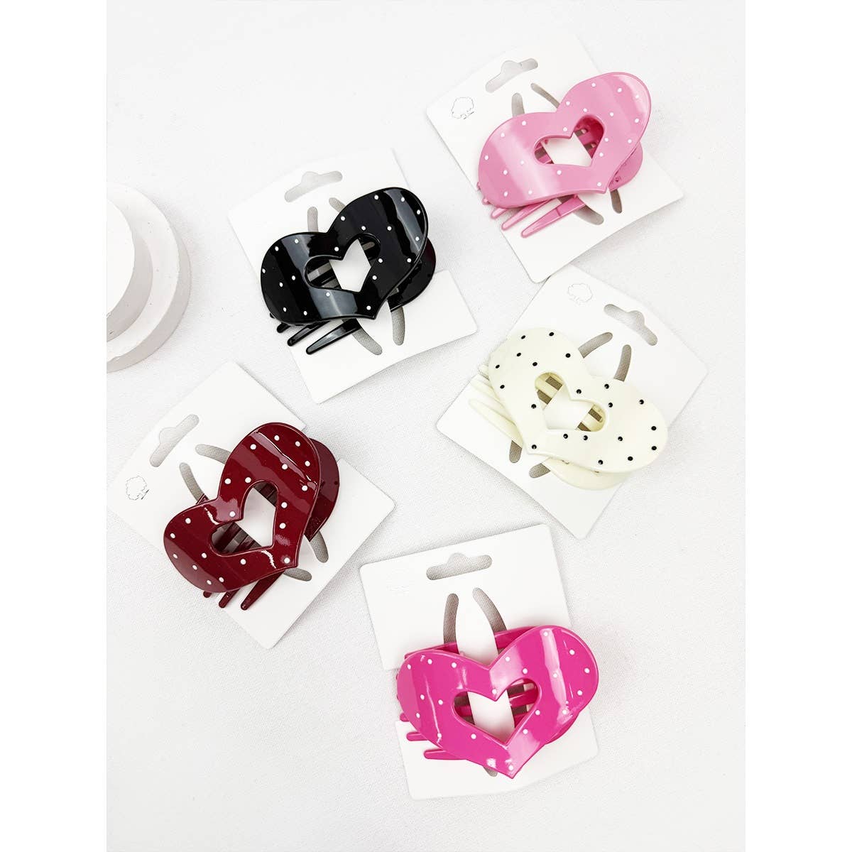 Lovely Polka Dot Heart Cut out Flat Hair Clip: Choose color