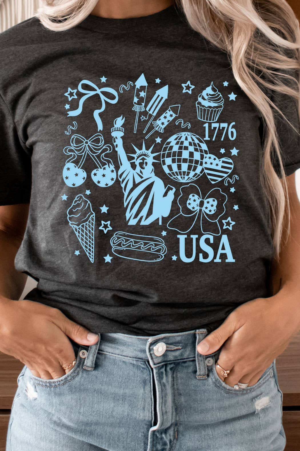 4th Of July Favorites Graphic Tee: Black
