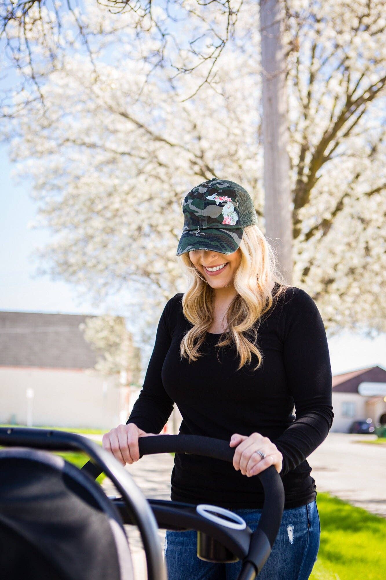 Hat //  Michigan  ~  CAMO Vintage Floral Michigan Trucker Hat