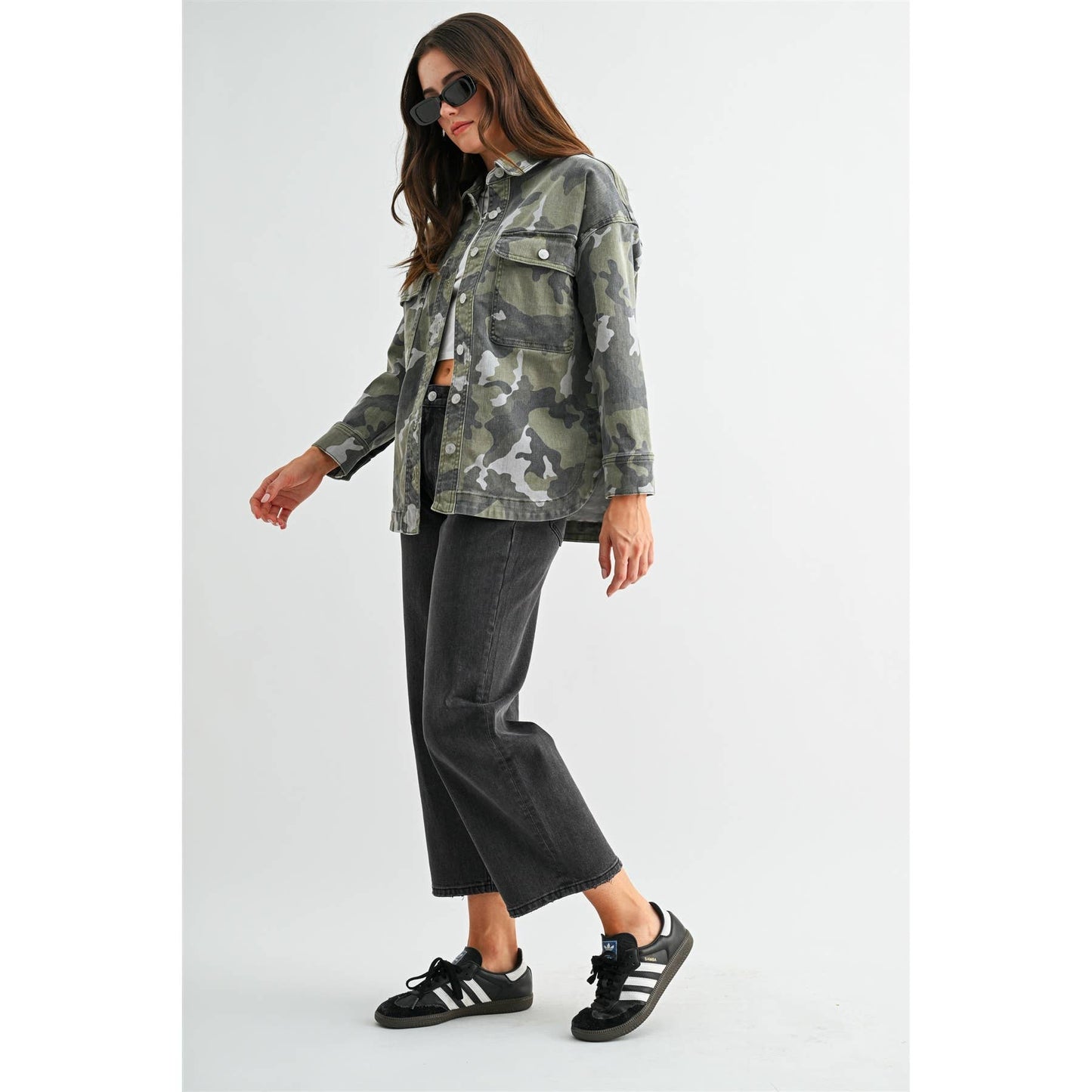 Mica CAMOUFLAGE SHACKET: FUSCOUS GRAY