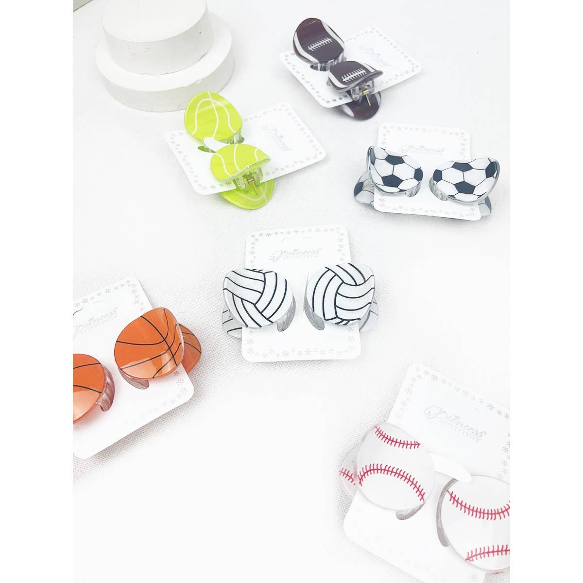 Sports Ball Theme Medium Size Claw Clips: MIX COLOR / ONE(12)