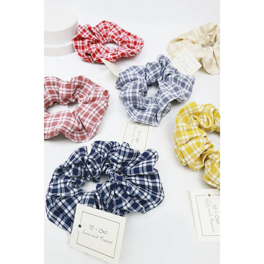 Fashion Plaid Scrunchie Set: MIX COLOR / ONE