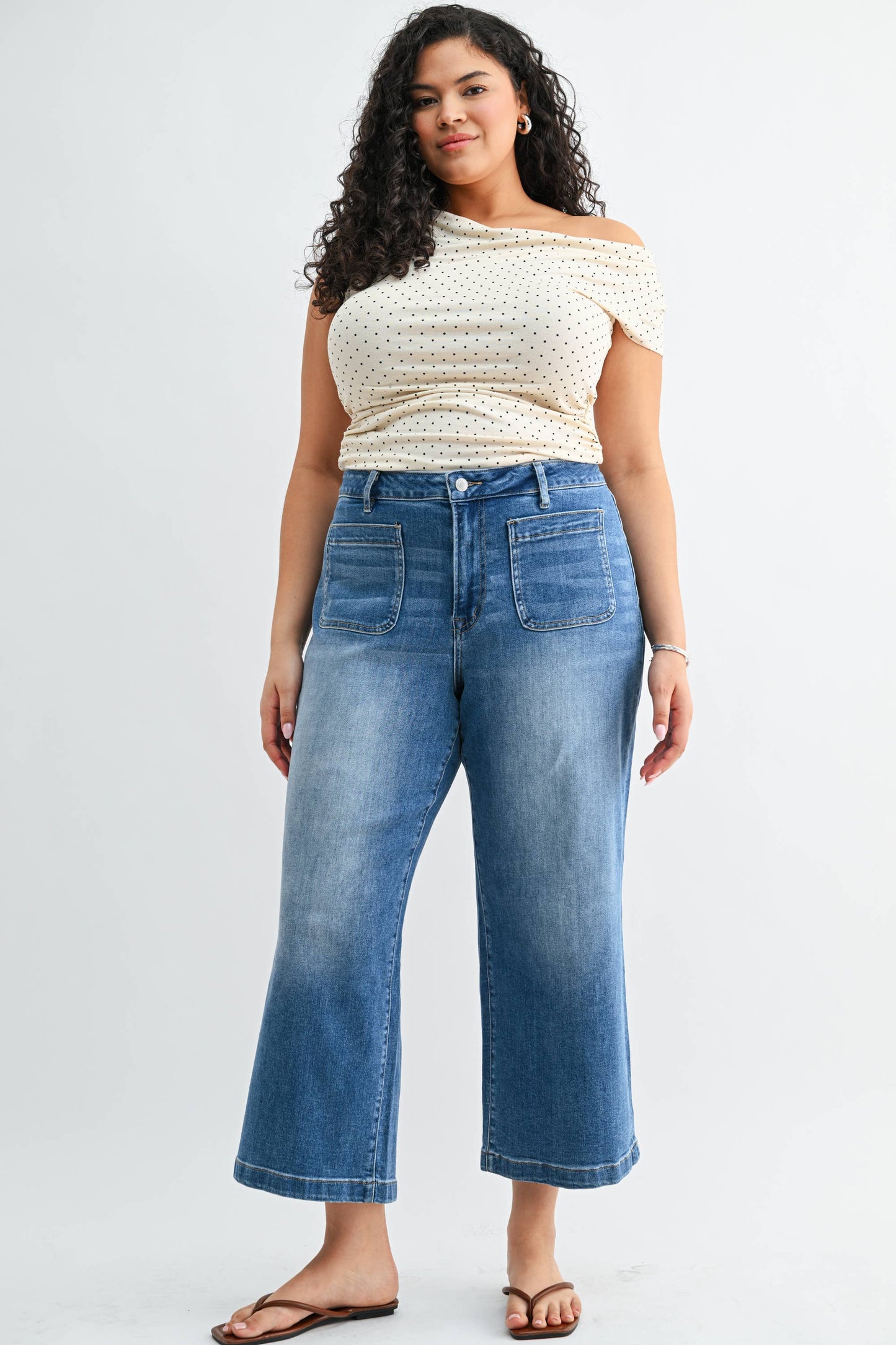 Mica HIGH RISE CROPPED WIDE LEG WITH PATCH PKT: CREW BLUE