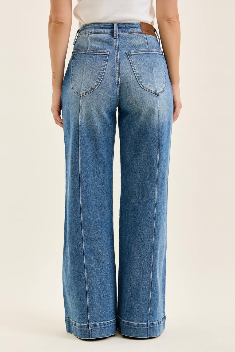 Judy Blue Jeans LIZA Multi Inseam Palazzo w/ Shield Pkts MD Classic Fade