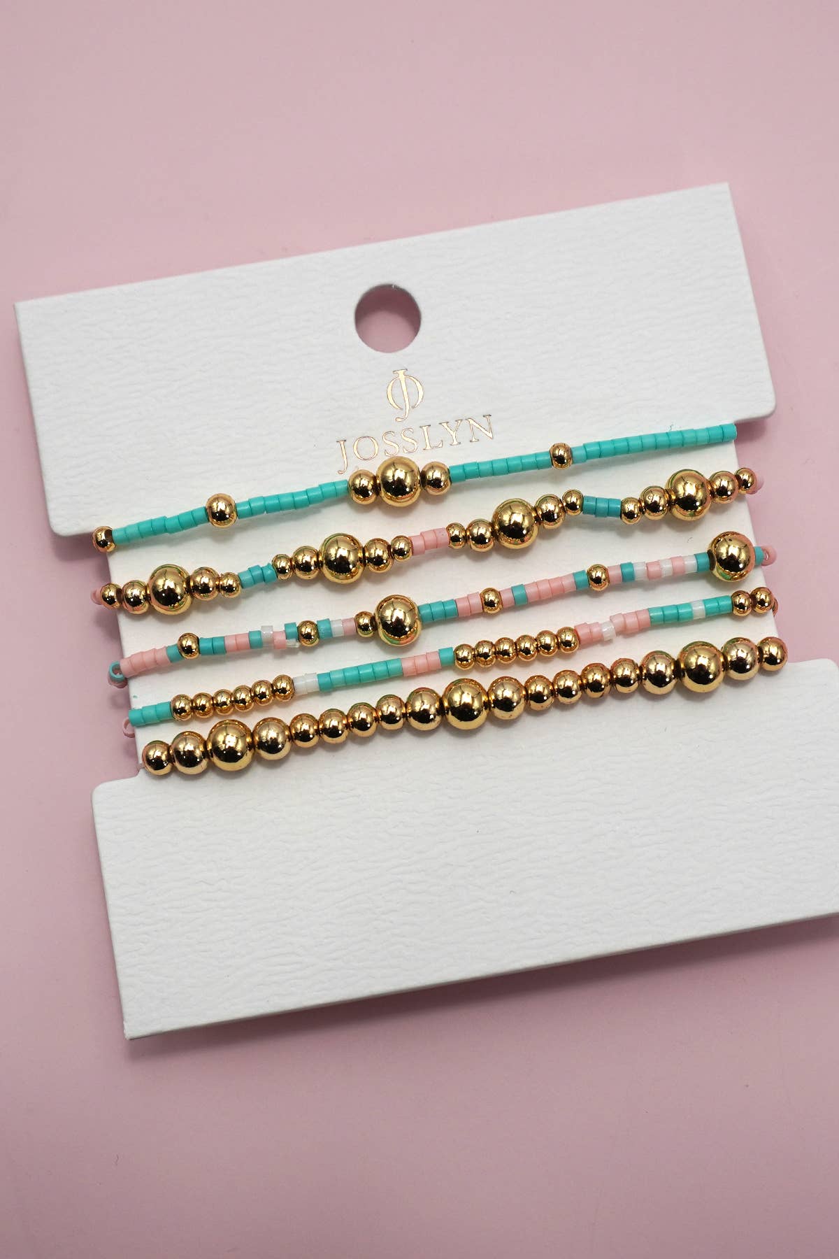 MULTI LAYER NATURAL STONE BALL CHAIN LINK BRACELET