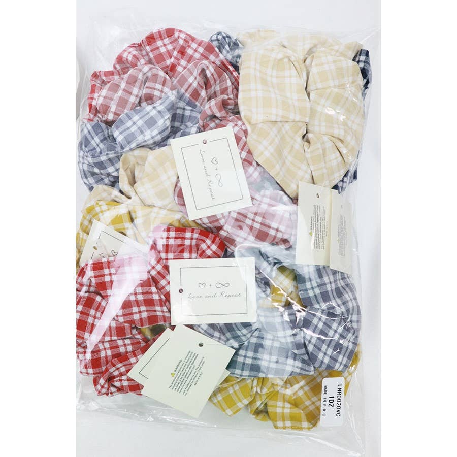 Fashion Plaid Scrunchie Set: MIX COLOR / ONE