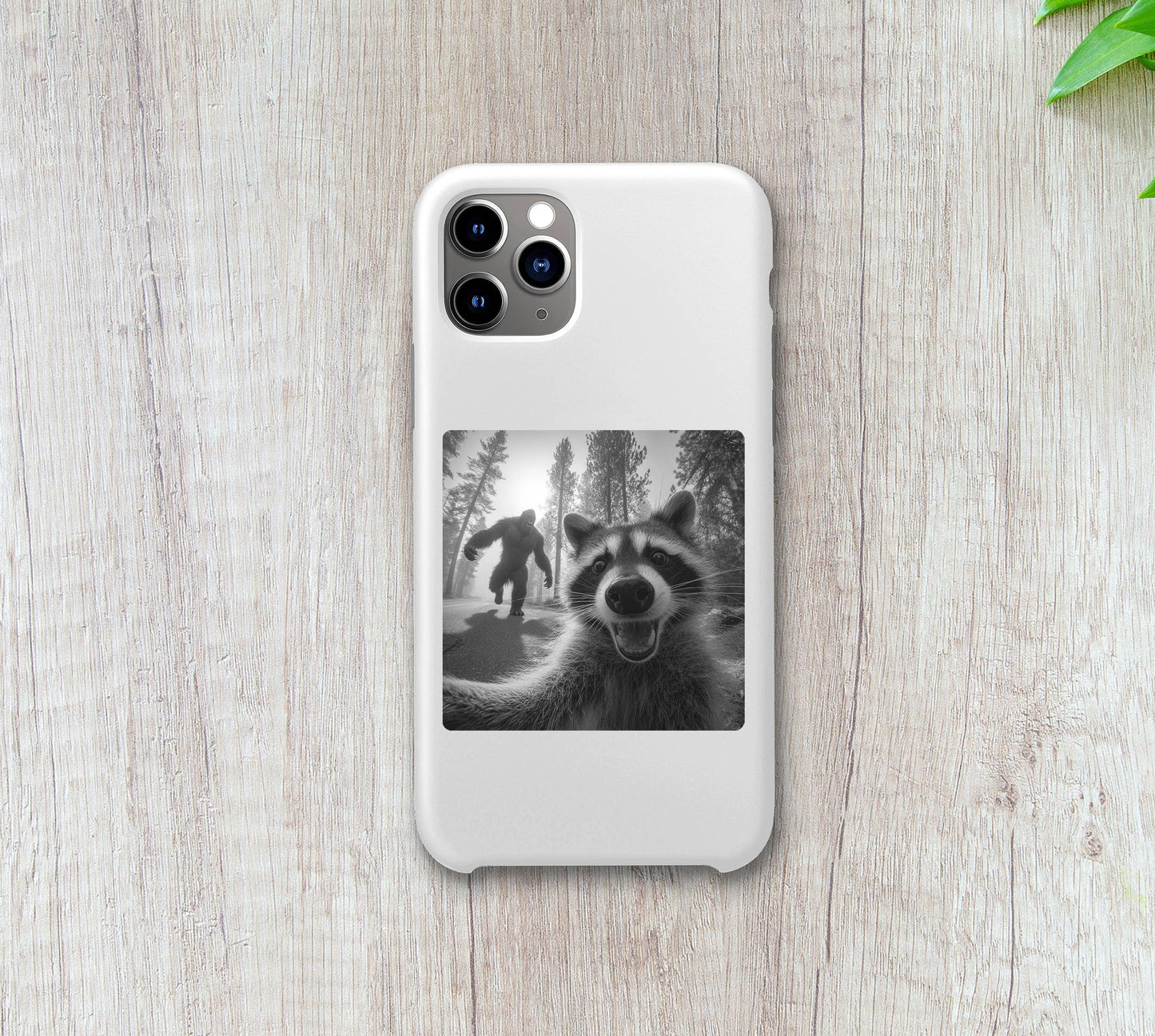 Raccoon Selfie Sasquatch Sticker | Funny Cryptid Vinyl Stick: 2" tall