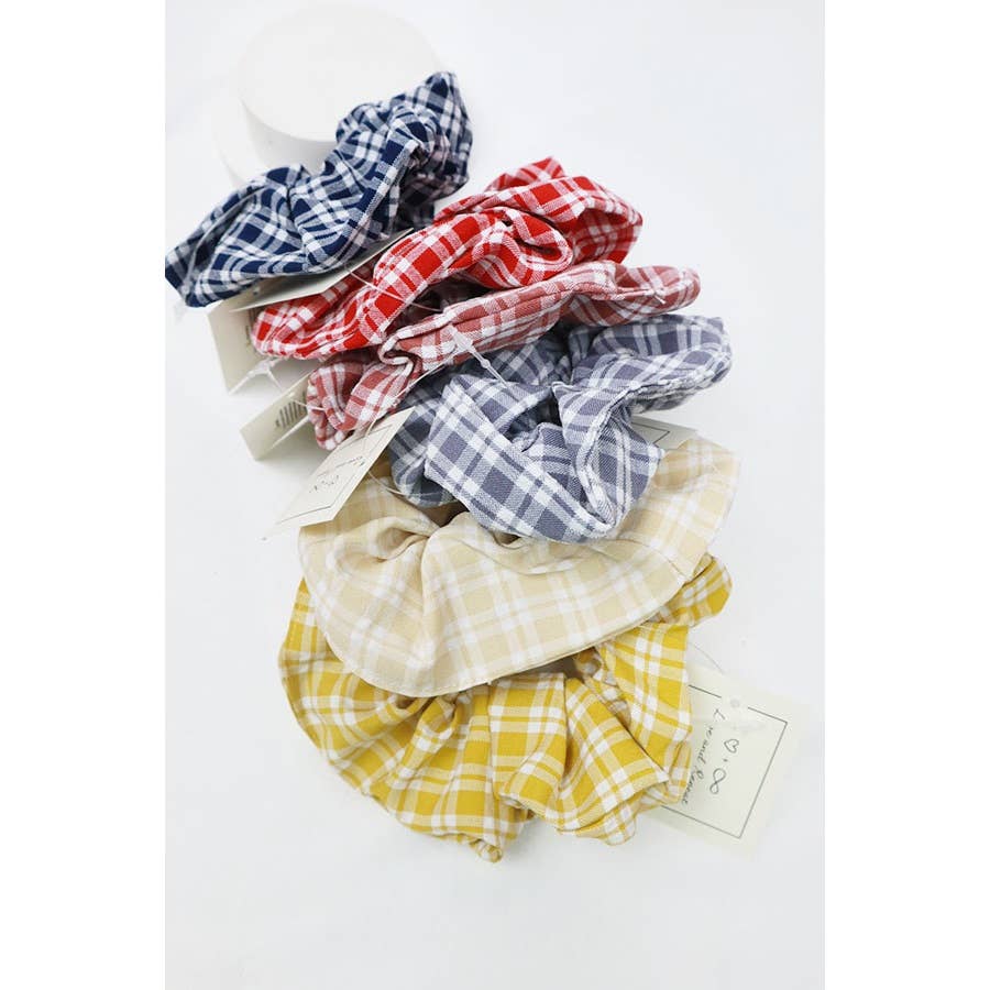 Fashion Plaid Scrunchie Set: MIX COLOR / ONE