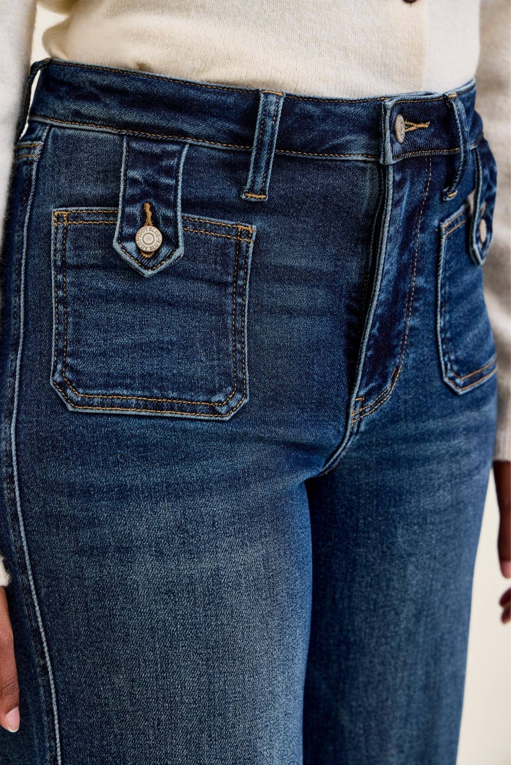 Judy Blue Jeans Signature Stretch "LUX" Retro Wide w/ Front Tab Closure DK Fade Indigo