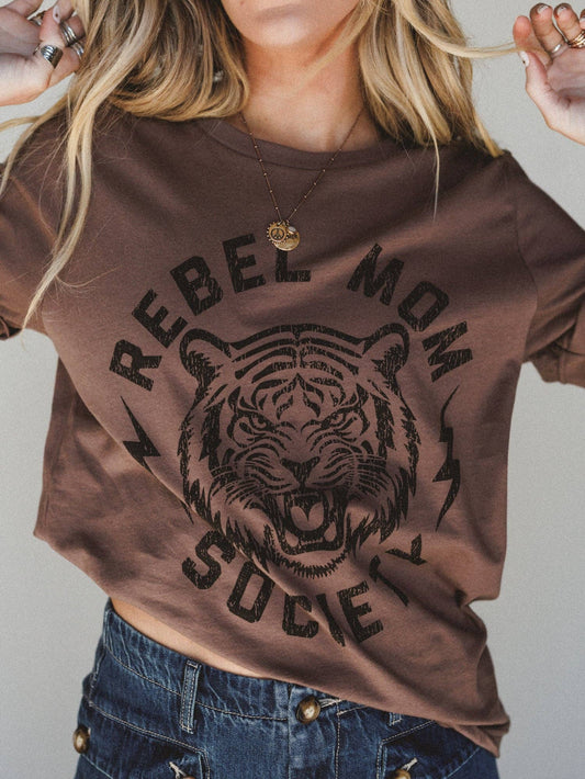 Rebel Mom Society Tee - Vintage Brown