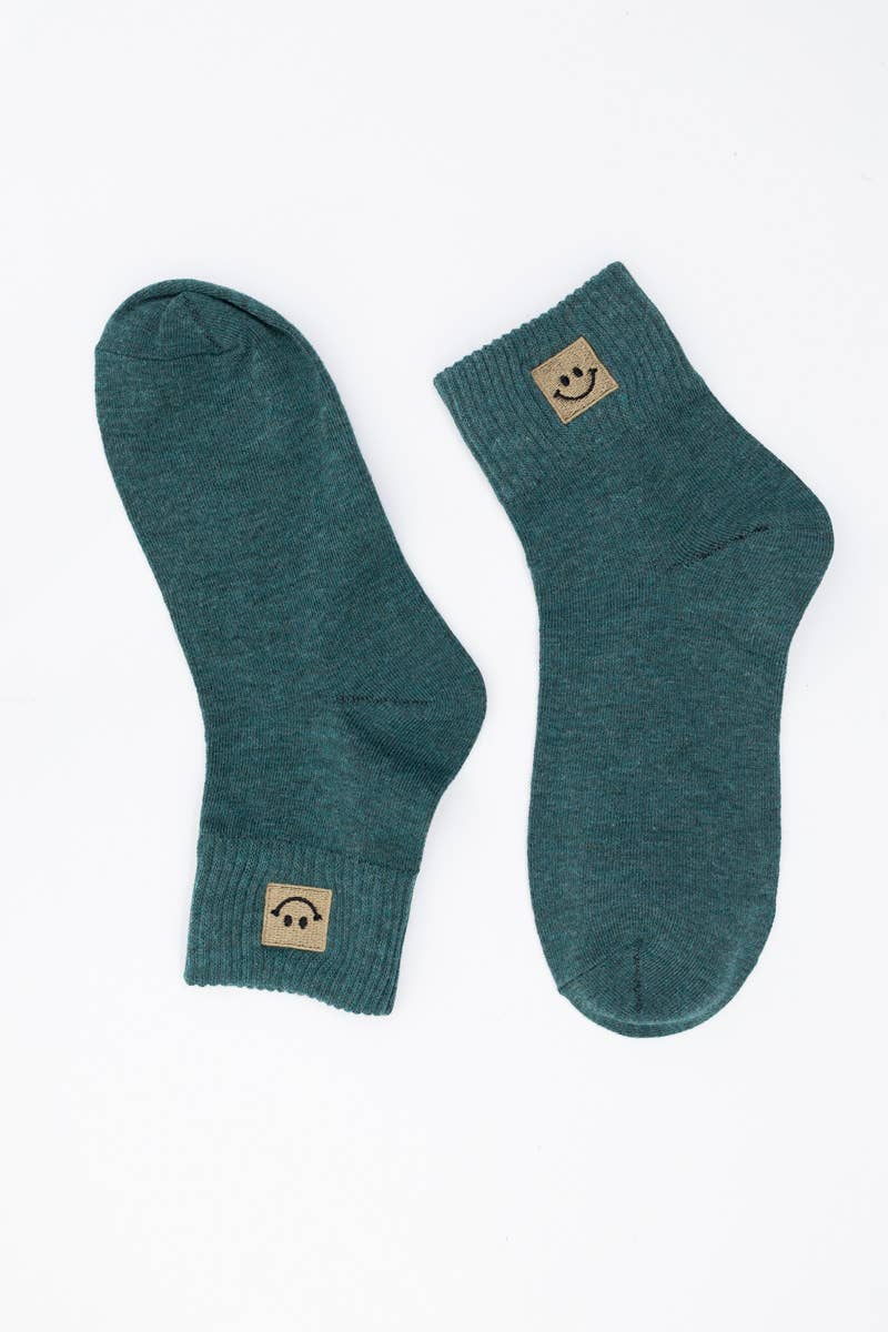 Happy Feet Embroidered Socks 🙃 - Fun Vibes: Teal