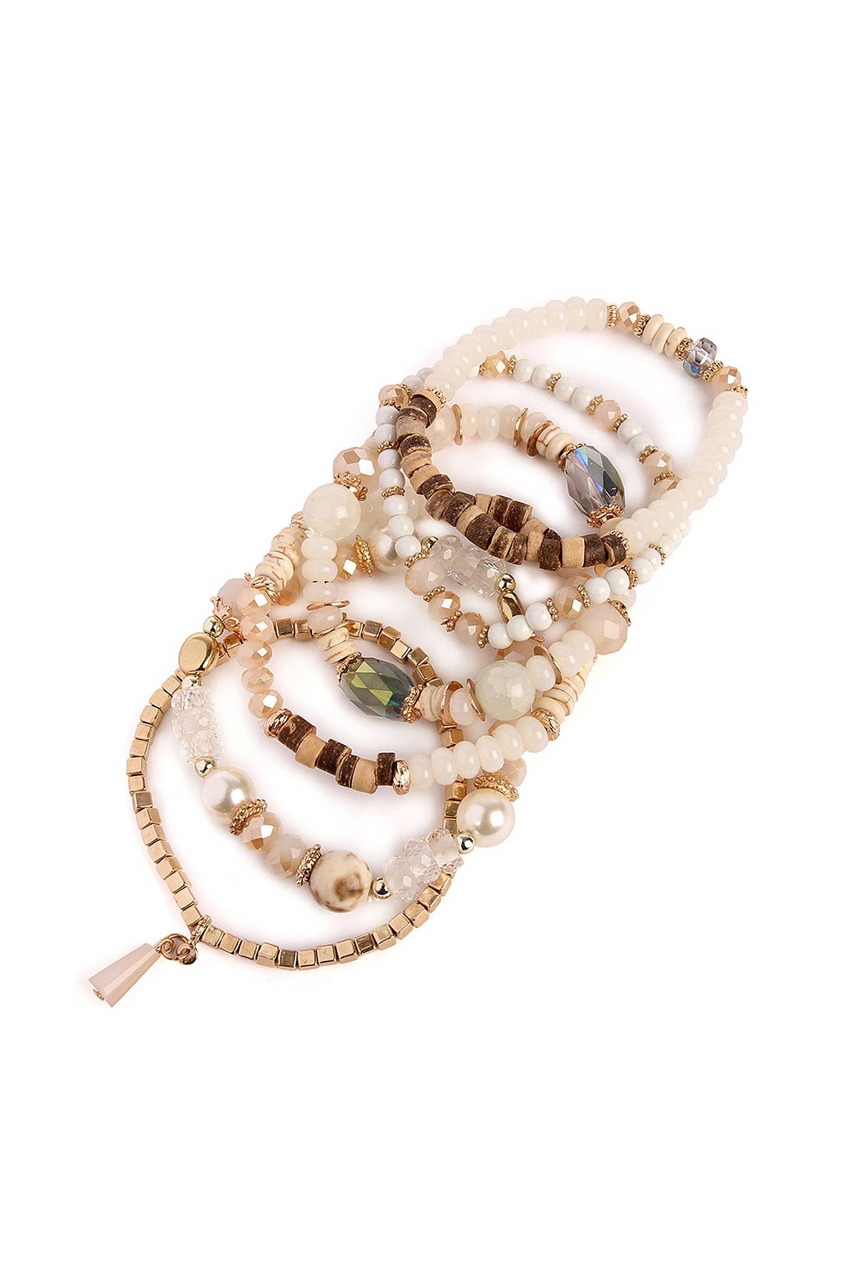 MULTI-STONE BEADS STACKABLE BRACELETS: NATURAL / ONE SIZE