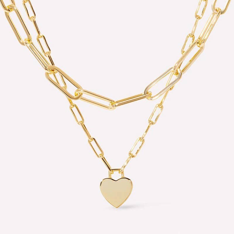 18K STAINLESS STEEL TARNISH FREE LAYERED NECKLACE/ Gold