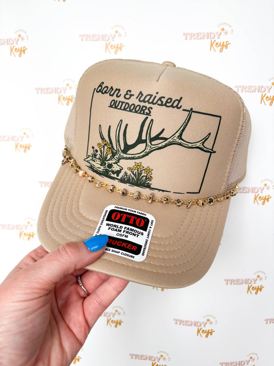 Born And Raised Outdoors Trucker Hat : With Chain
