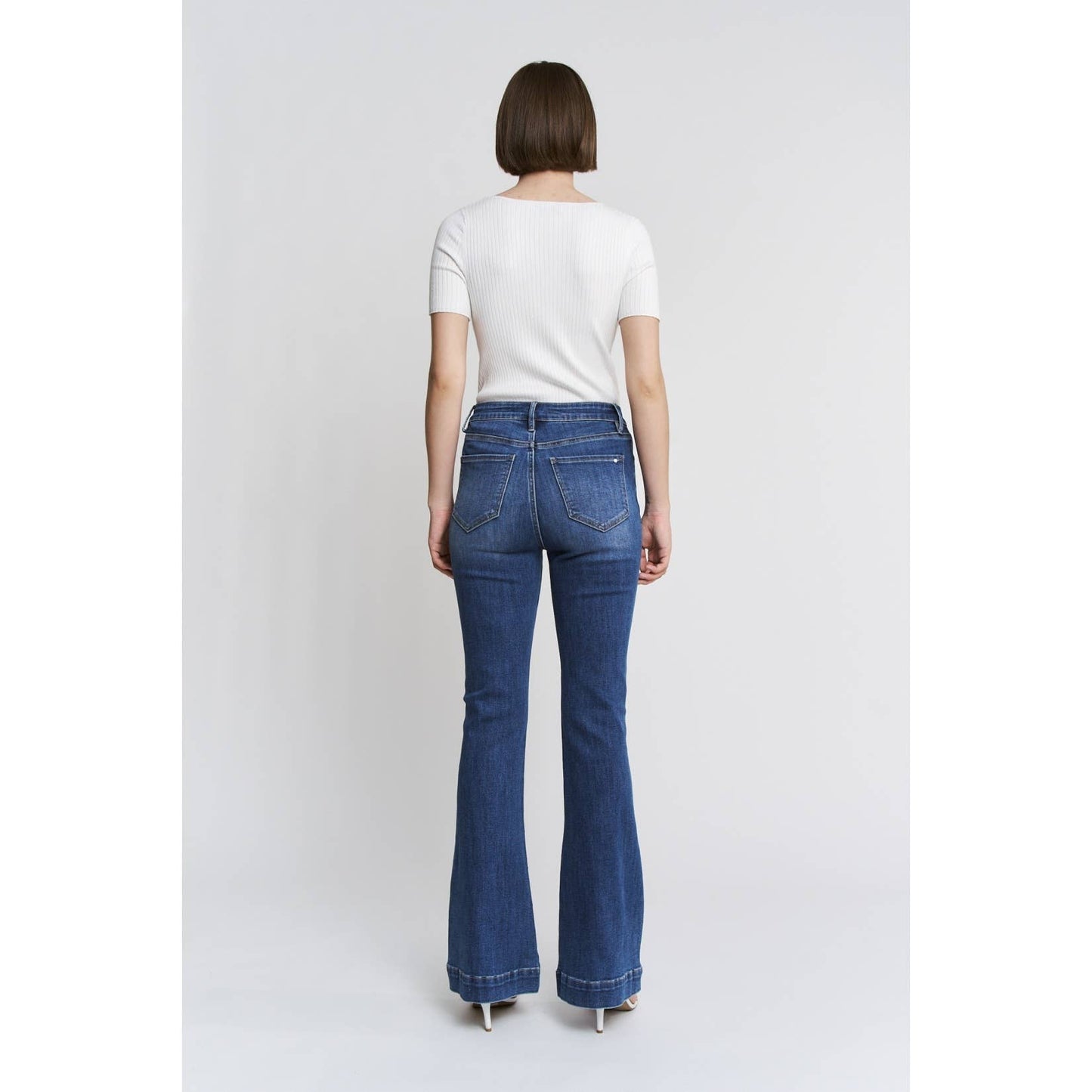 Mica HIGH RISE FLARE TROUSER HEM: NICE NAVY