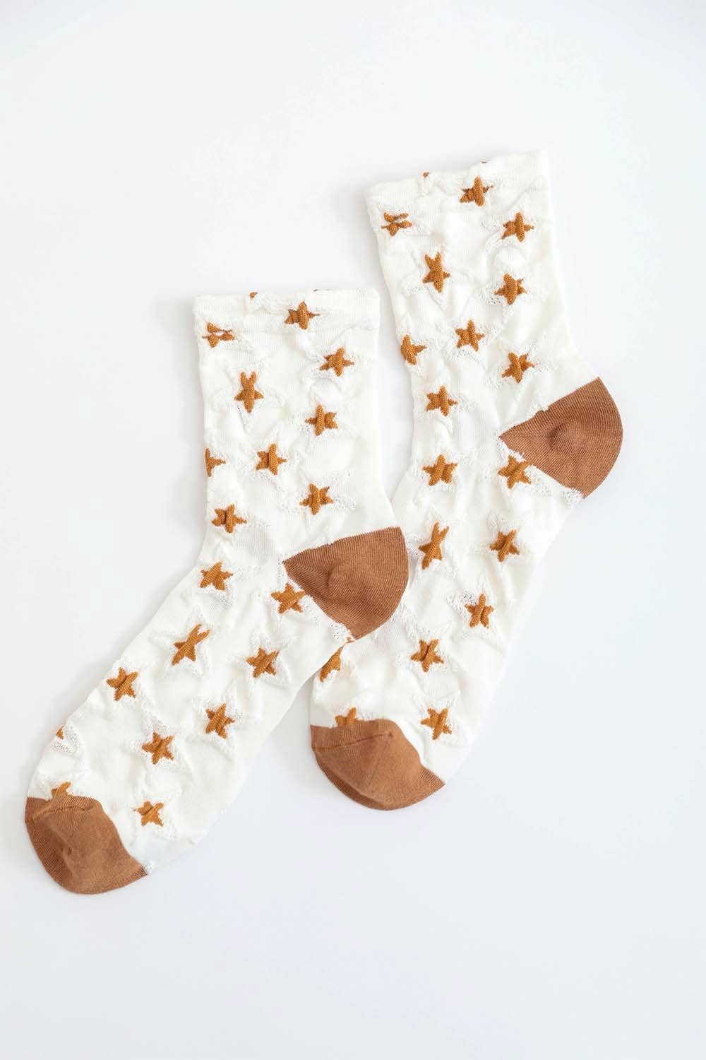 Eco-Friendly Jacquard Star Design Socks 🌟: White