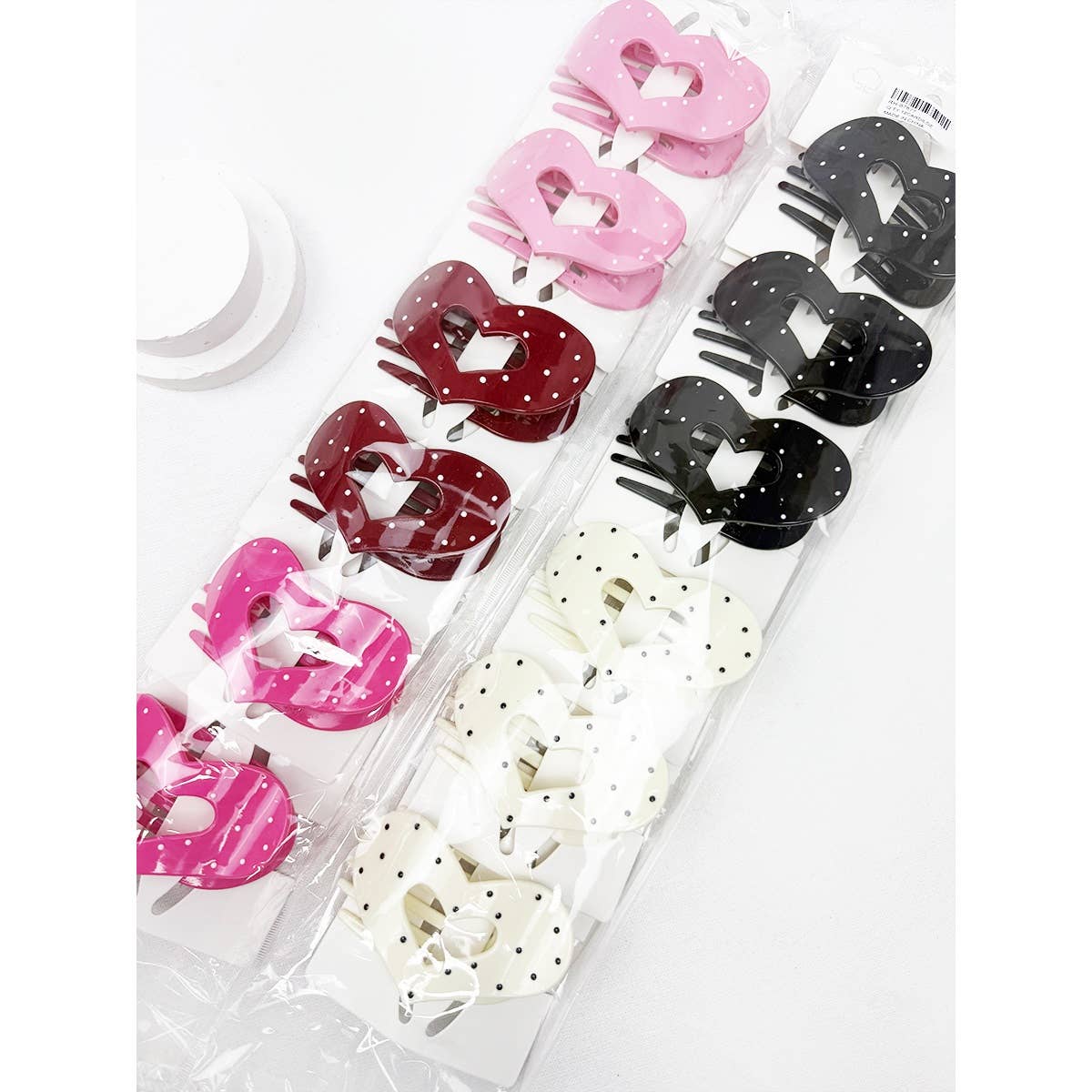 Lovely Polka Dot Heart Cut out Flat Hair Clip: Choose color