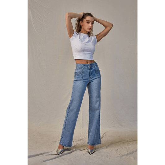 Mica HIGH-RISE WIDE LEG: LT WASH