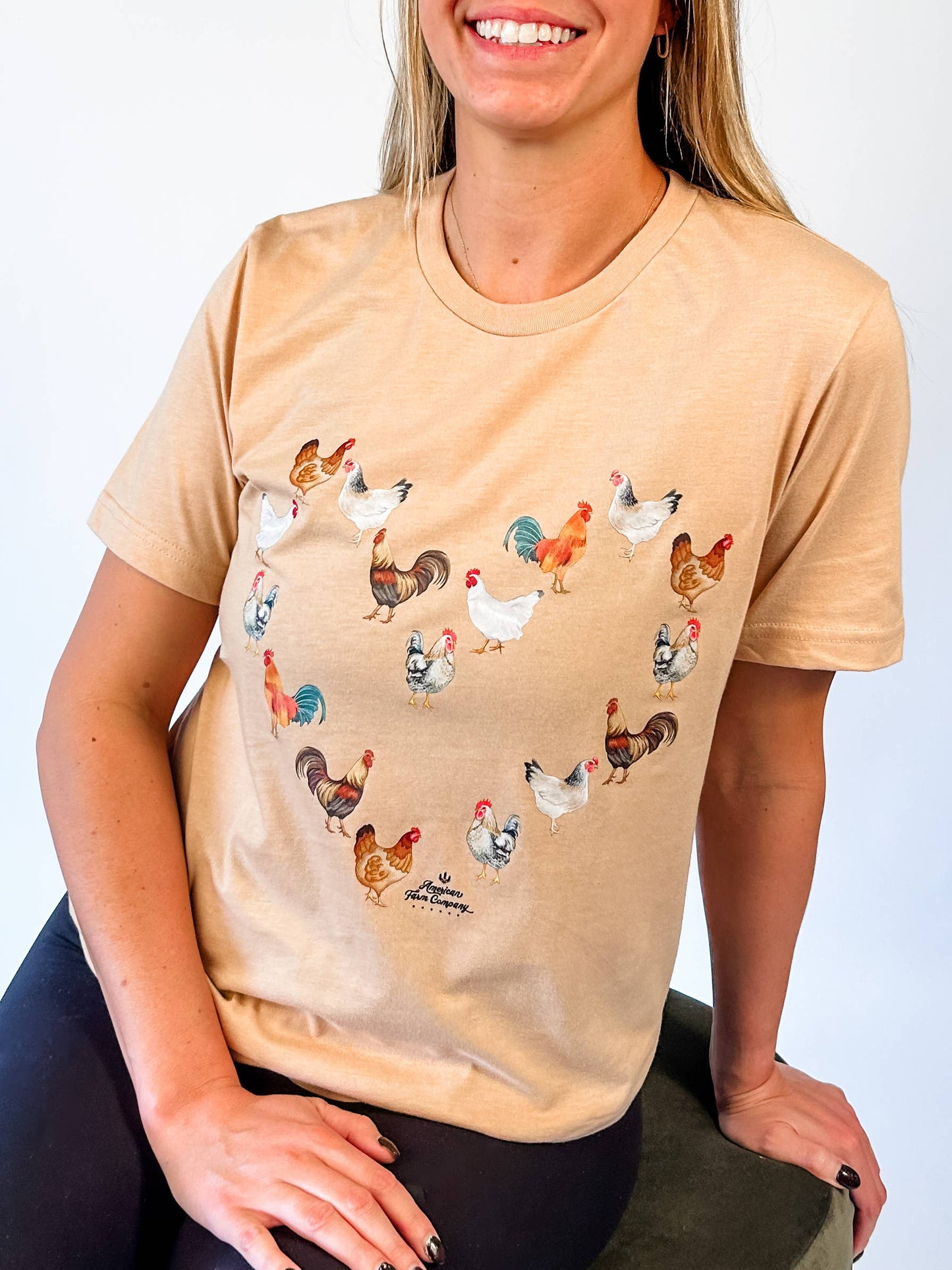 Western 'Chicken Heart' Women's Graphic Tee: Sand Dune