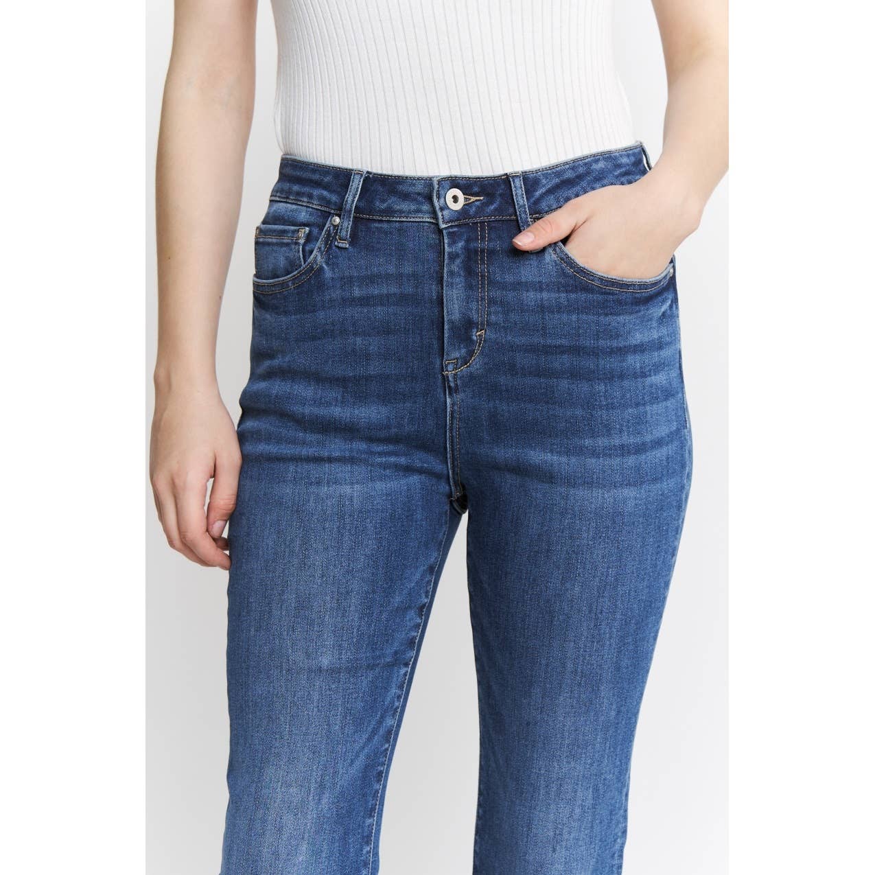 Mica HIGH RISE FLARE TROUSER HEM: NICE NAVY