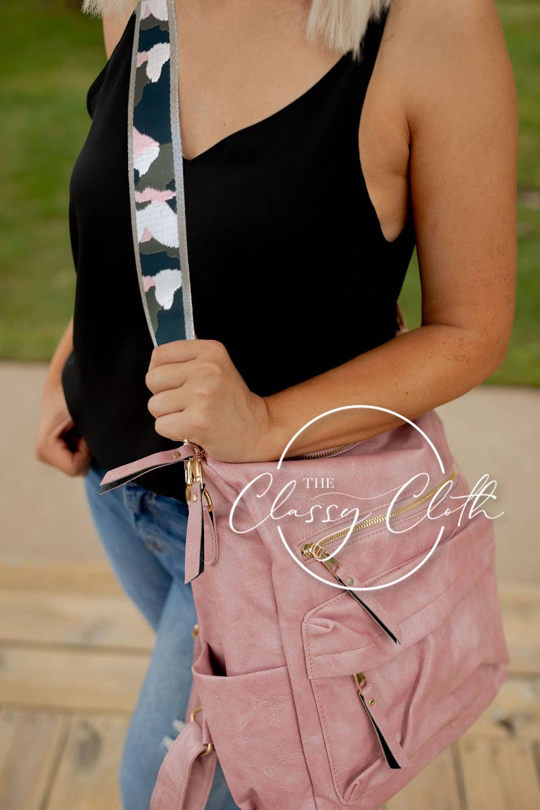 Chloe Convertible Backpack - Blush - Grey Pink Camo