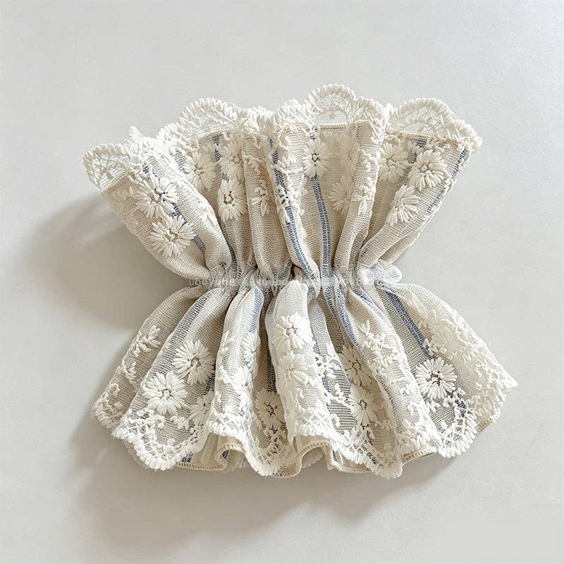 Sweet Lace Patchwork Lace Fabric Hair Scrunchie: Beige / One Size