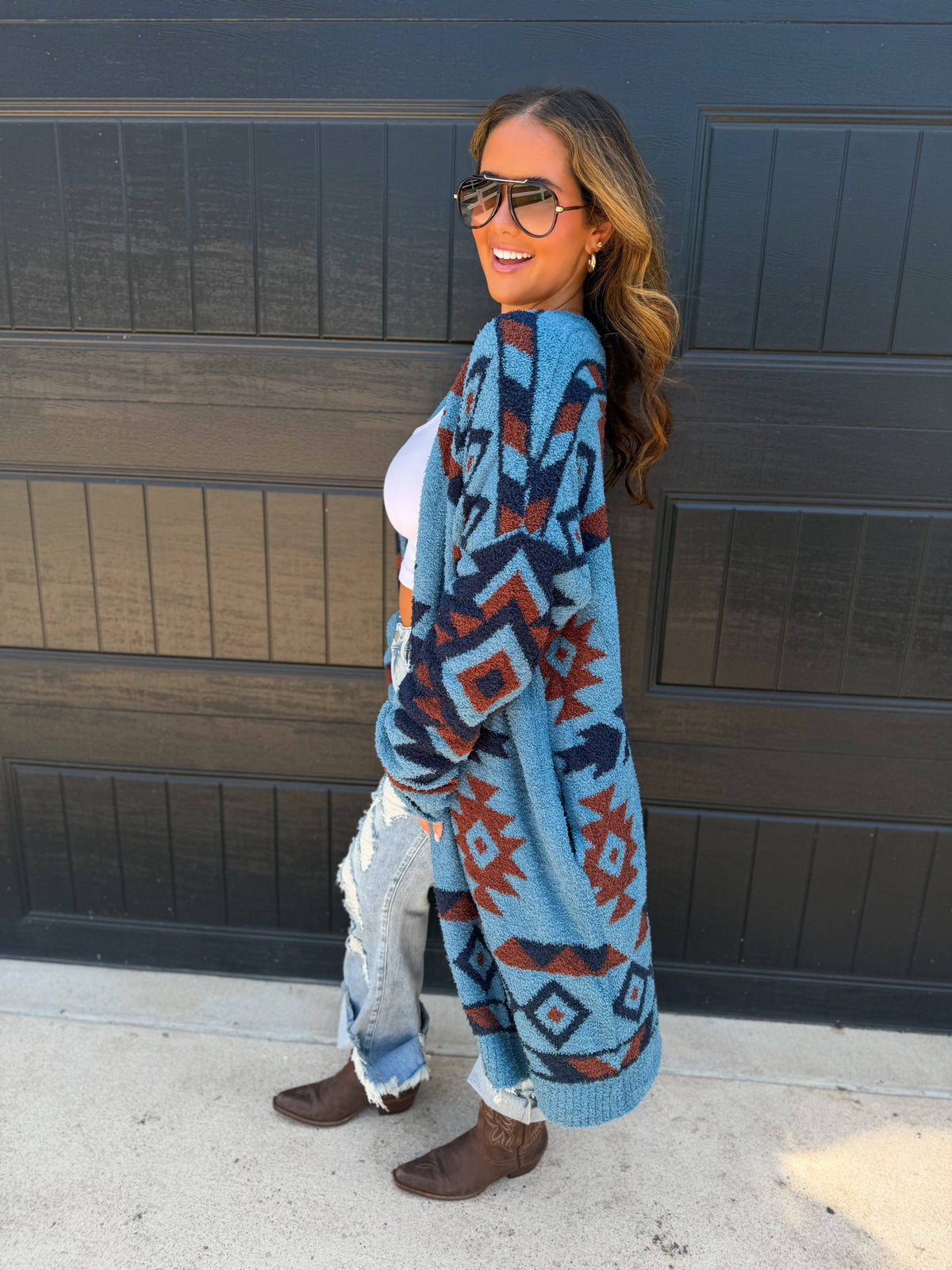 Aztec Autumn Cloud Cardigan/ BLUE