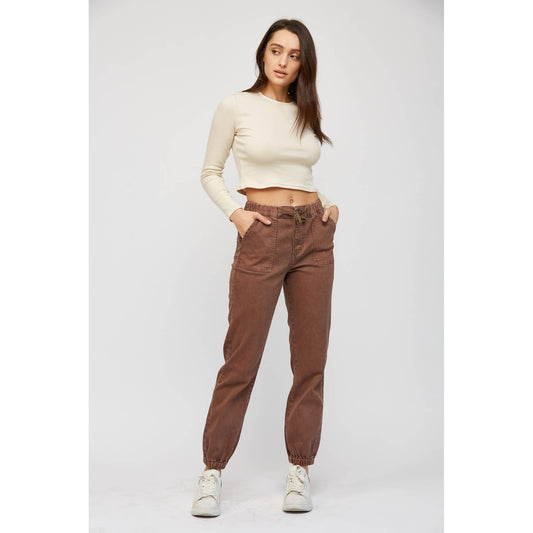 Mica HIGH RISE JOGGER CROP: COCOA