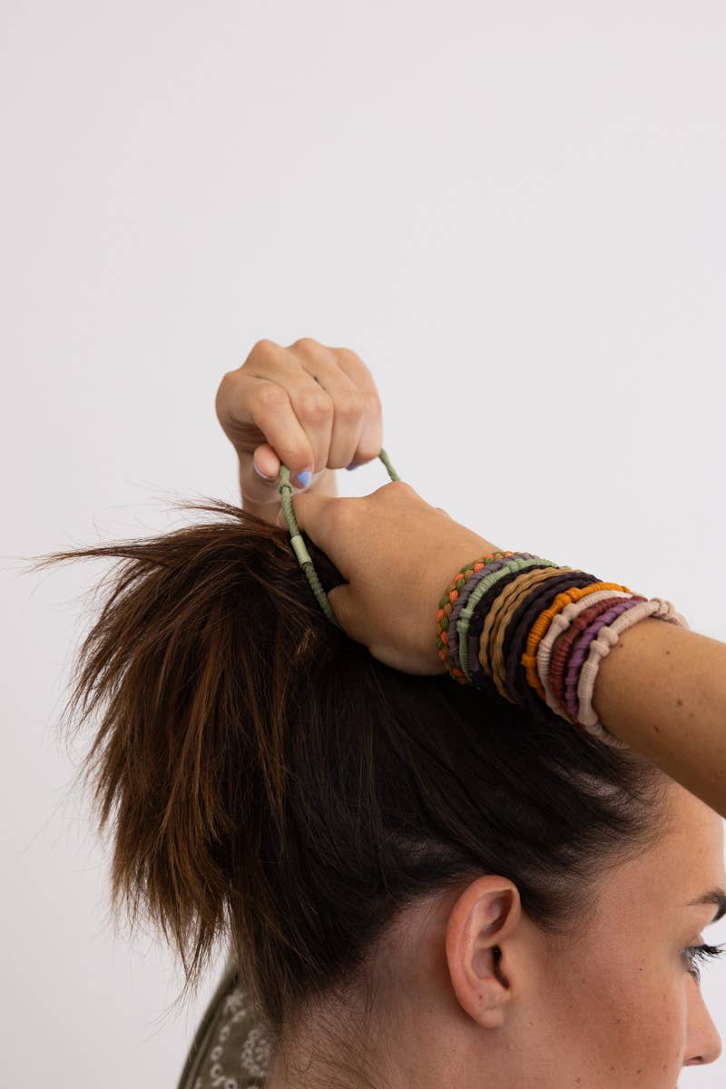 Twists & Braids Stackable Hair Tie Bracelet Set 🪢: Multi-Colored