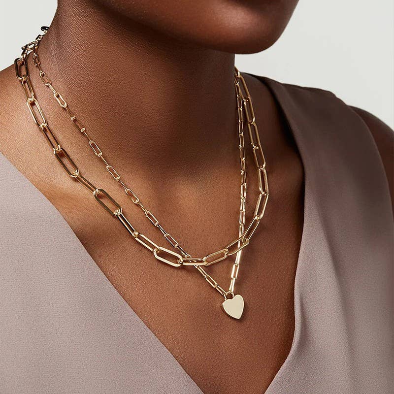 18K STAINLESS STEEL TARNISH FREE LAYERED NECKLACE/ Gold