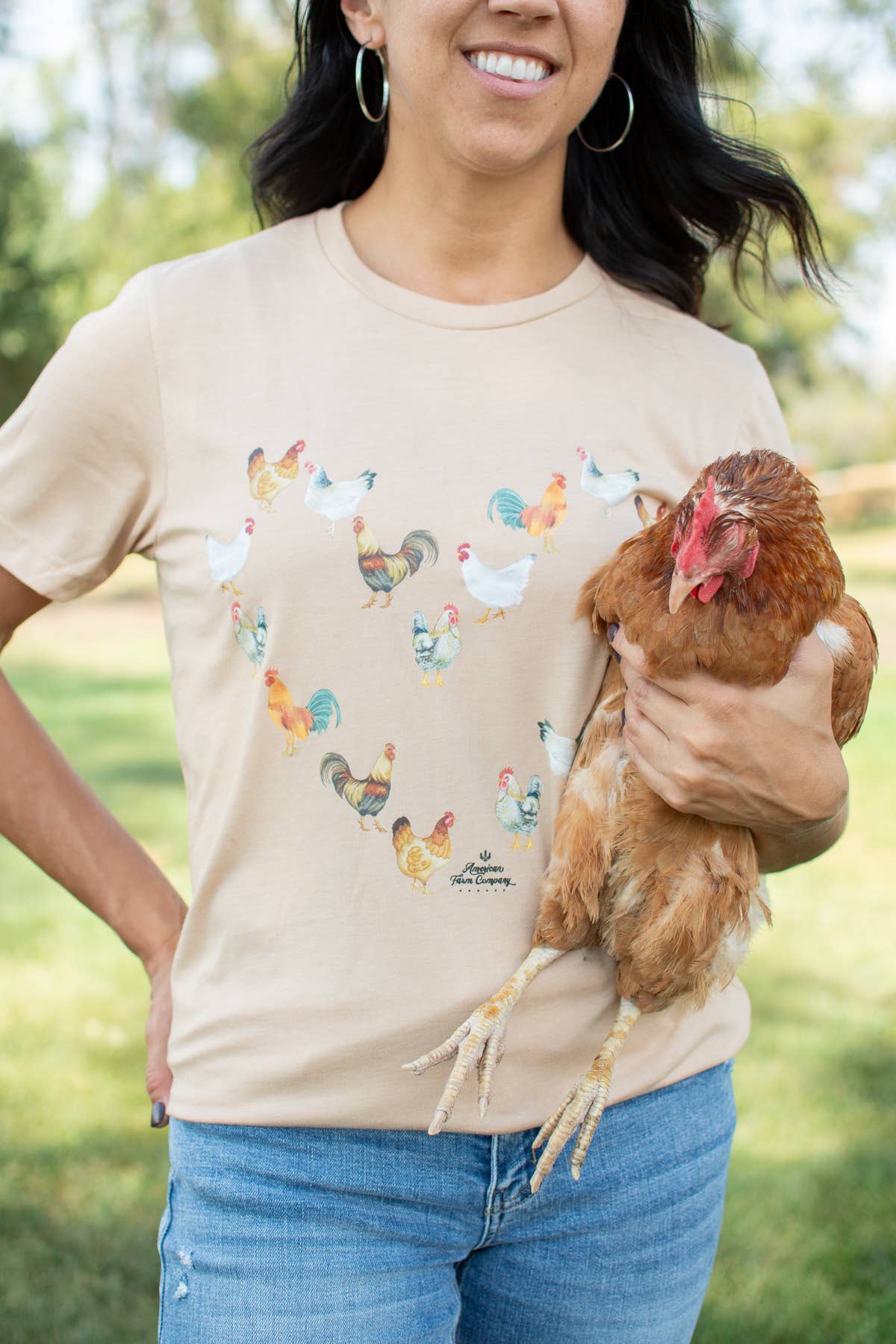 Western 'Chicken Heart' Women's Graphic Tee: Sand Dune