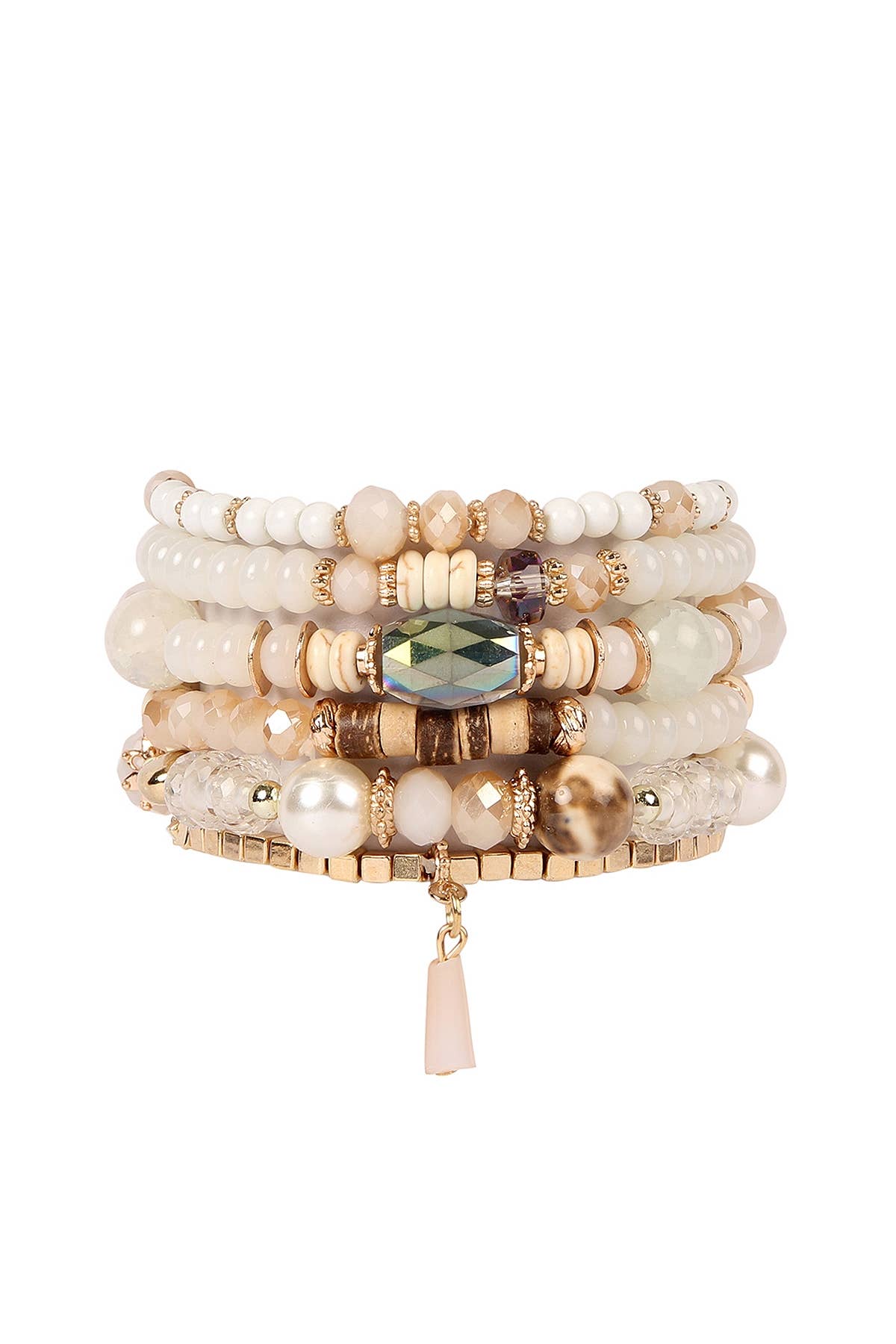 MULTI-STONE BEADS STACKABLE BRACELETS: NATURAL / ONE SIZE