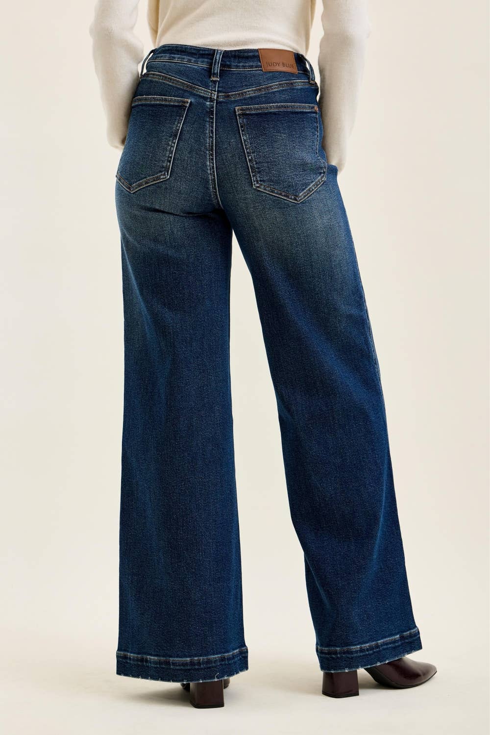 Judy Blue Jeans Signature Stretch "LUX" Retro Wide w/ Front Tab Closure DK Fade Indigo