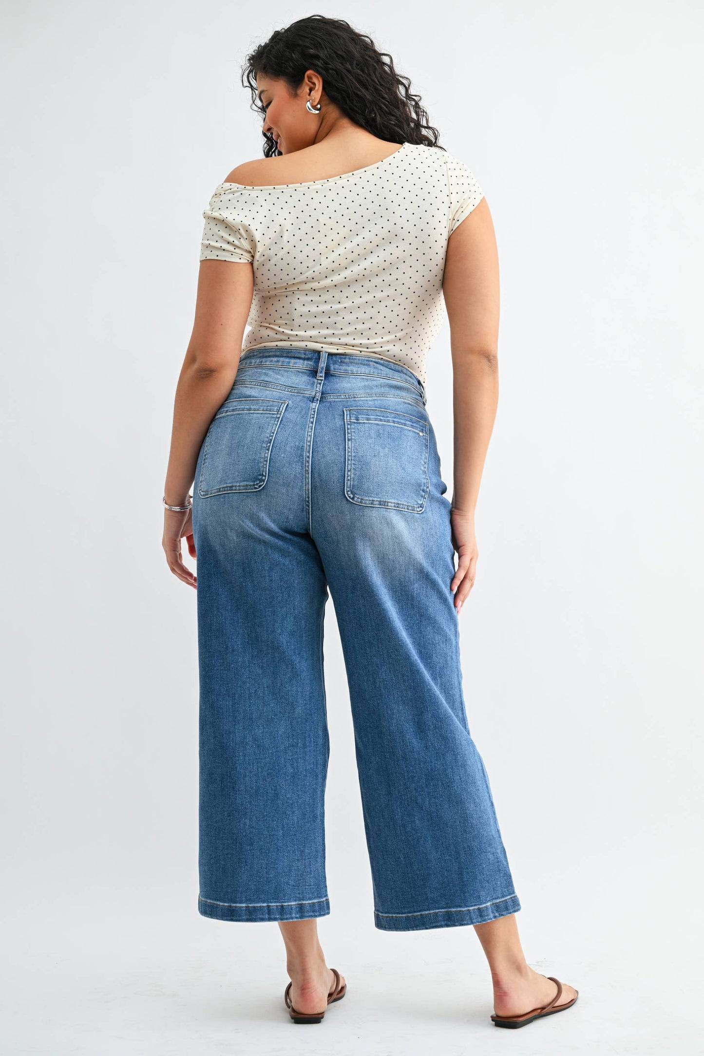 Mica HIGH RISE CROPPED WIDE LEG WITH PATCH PKT: CREW BLUE