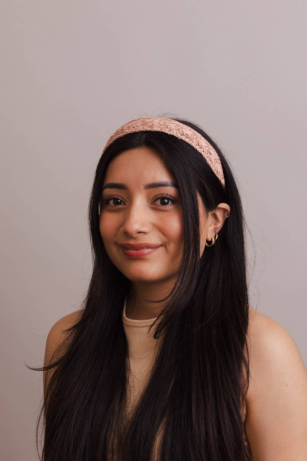 🌿 Vegan Leather Patterned Headband: Blush