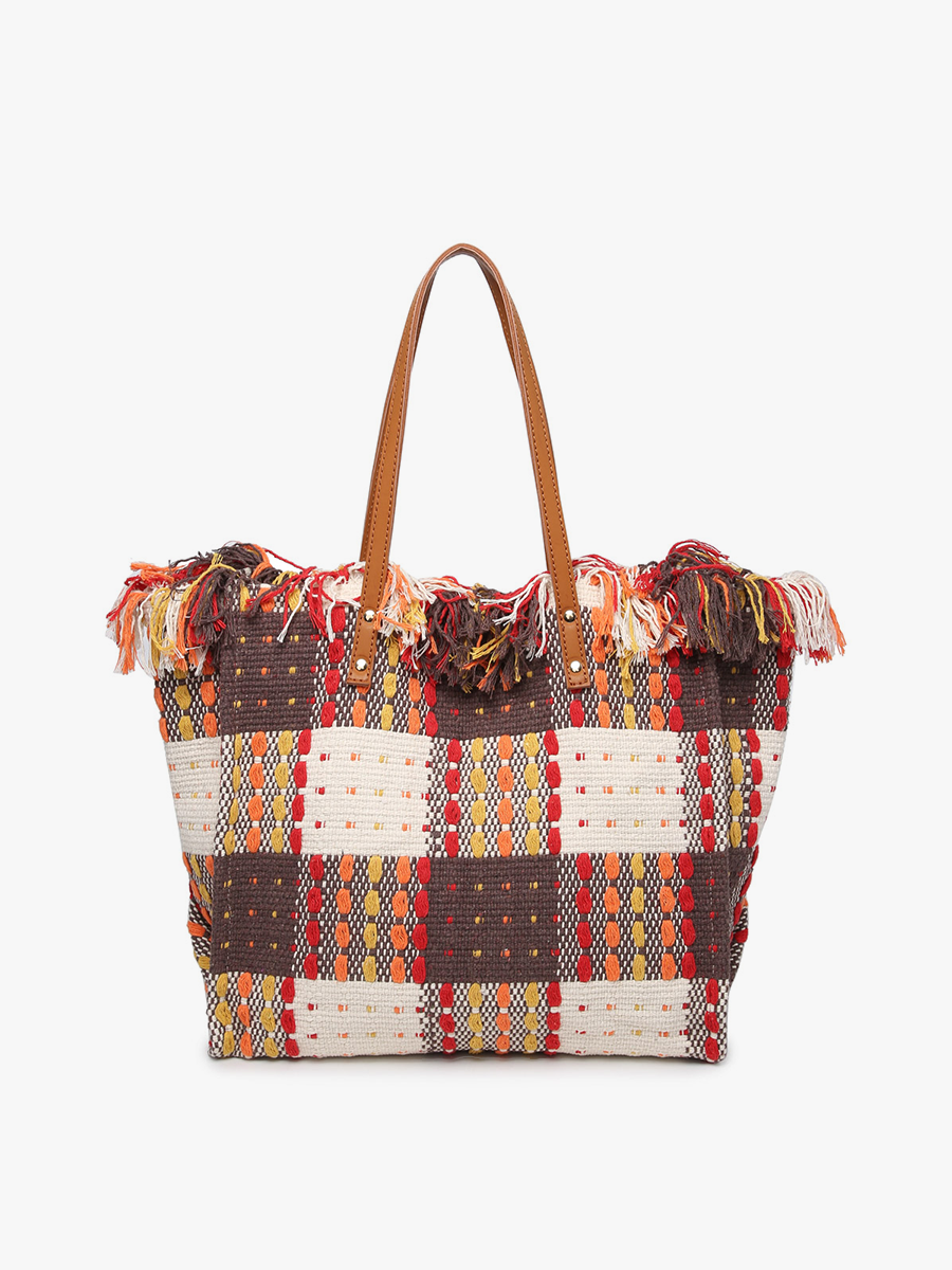 Madison Handwoven Fringe Tote – Woven Cotton Bag | Boho.Green