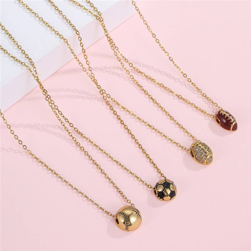 GAMEDAY CHARM STAINLESS STEEL NECKLACE/ BASEBALL