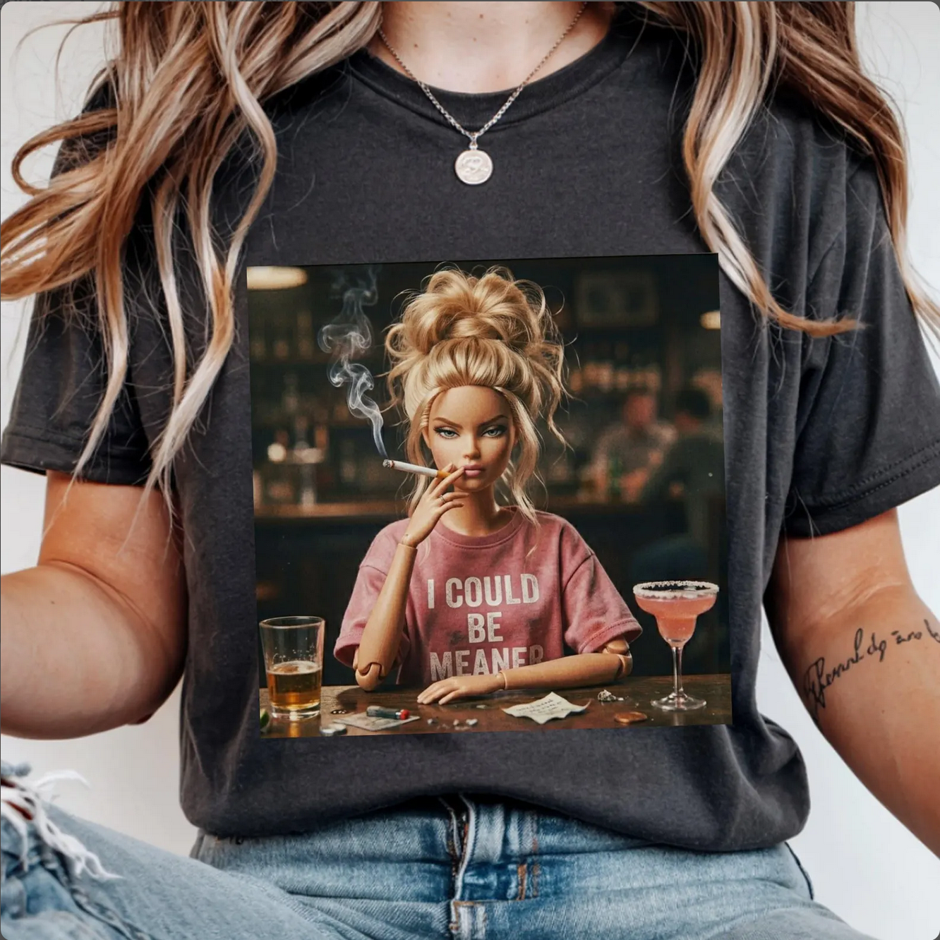 I Could Be Meaner Snarky Graphic Tee: Pepper