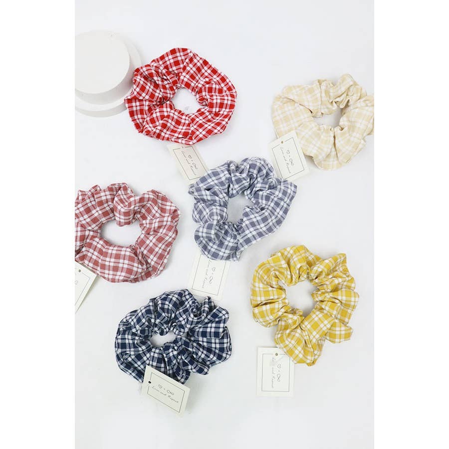 Fashion Plaid Scrunchie Set: MIX COLOR / ONE