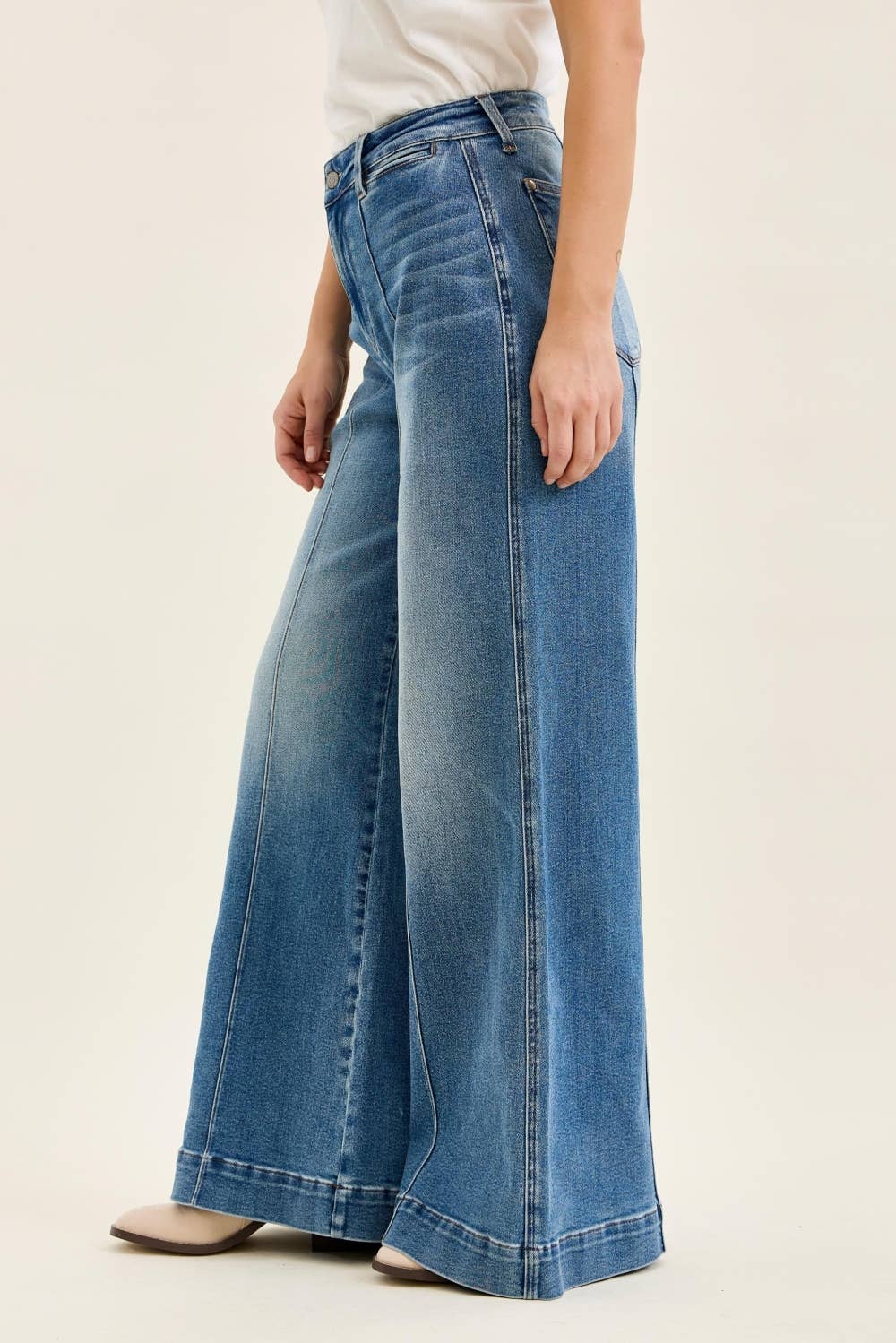 Judy Blue Jeans LIZA Multi Inseam Palazzo w/ Shield Pkts MD Classic Fade